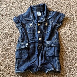Baby GAP Dark Blue Denim Short-Sleeve Romper